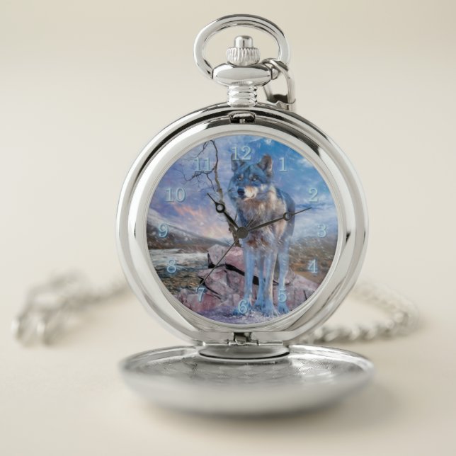 Grey Wolf ANSWER THE CALL Pocket Watch (Inside)