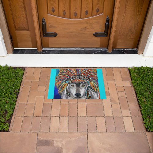 Grey Wolf Art Doormat