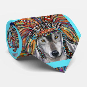 Grey Wolf Art Neck Tie