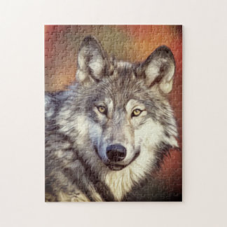Grey Wolf Art Painting Graphic Jigsaw Puzzle