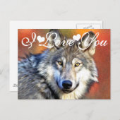 Grey Wolf Art Painting Photo Image I Love You Postcard (Front/Back)