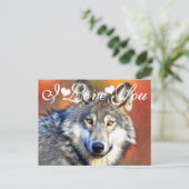Grey Wolf Art Painting Photo Image I Love You Postcard (Standing Front)