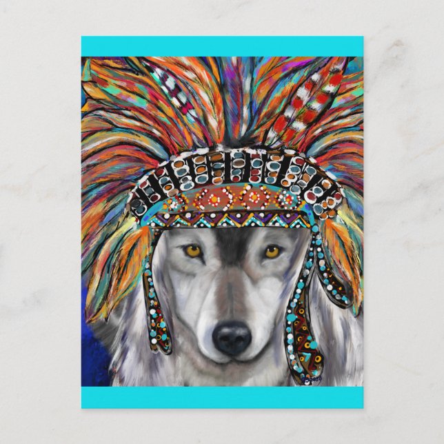 Grey Wolf Art Postcard (Front)