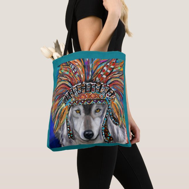 Grey Wolf Art Tote Bag (Close Up)