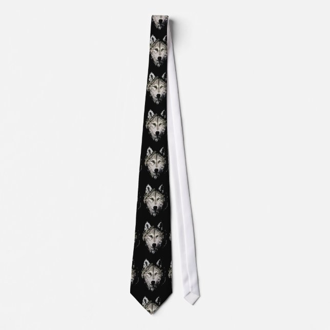 Grey Wolf Artwork Neck Tie (Front)