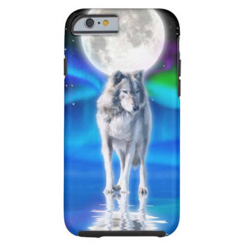 Grey Wolf  Aurora Arctic Wildlife Scene Tough iPhone 6 Case