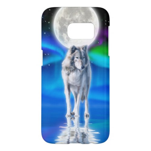 Grey Wolf  Aurora Arctic Wildlife Scene Samsung Galaxy S7 Case
