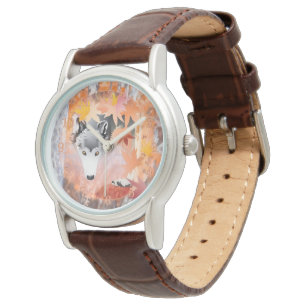 Grey WOLF AUTUMN FOREST PROWLER Watch