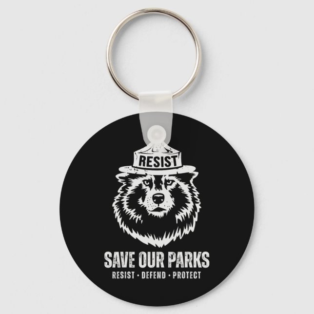 Grey Wolf Bear Resist Protect National Park Women  Keychain (Front)