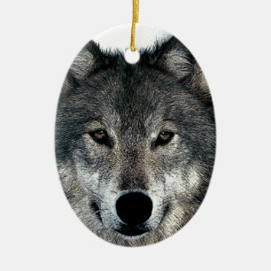 Grey Wolf Ceramic Ornament