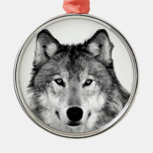 GREY WOLF CHRISTMAS ORNAMENT