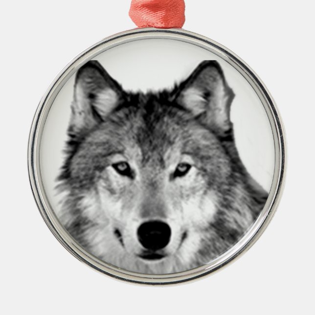GREY WOLF CHRISTMAS ORNAMENT (Front)