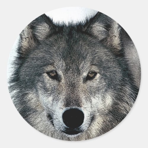 Grey Wolf Classic Round Sticker