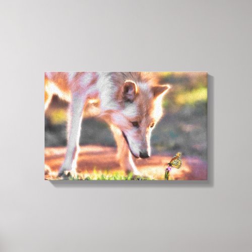 GREY WOLF COLORFUL ENCOUNTER CANVAS PRINT