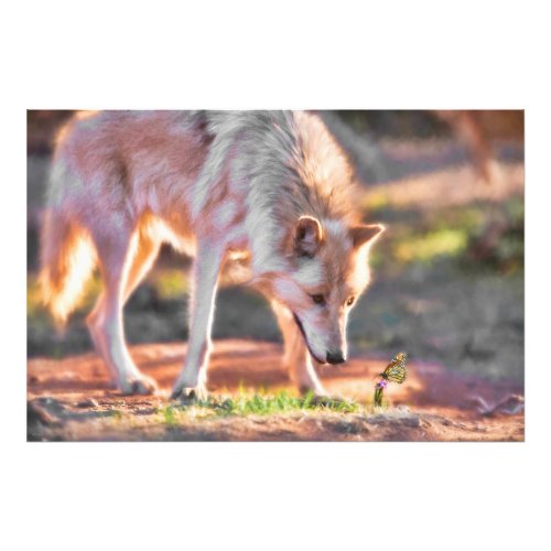 GREY WOLF COLORFUL ENCOUNTER PHOTO PRINT