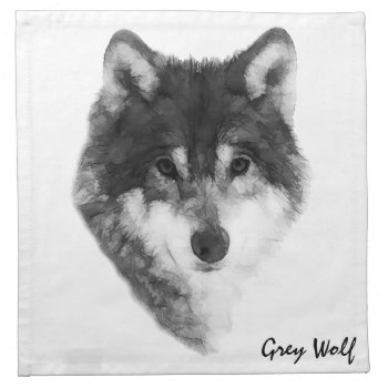 Grey Wolf Cool Customizable Cloth Napkin by DigitalSolutions2u at Zazzle