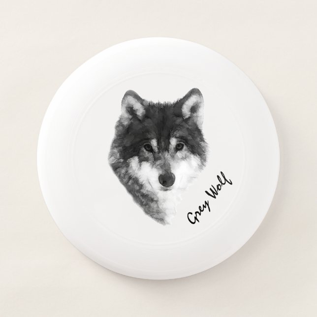 Grey Wolf cool customizable Wham-O Frisbee (Front)
