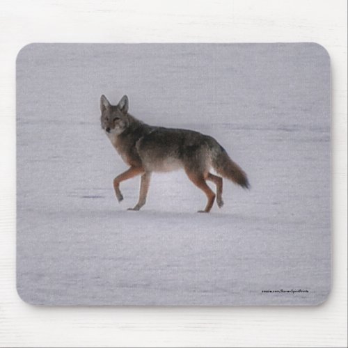 Grey Wolf Crossing Frozen Lake Gift Mousepad