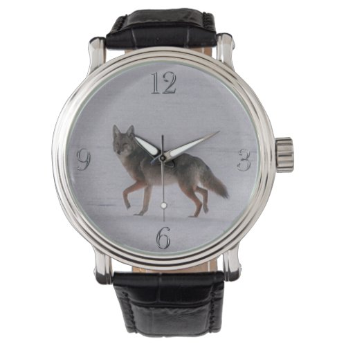 Grey Wolf Crossing Frozen Lake Gift Watch