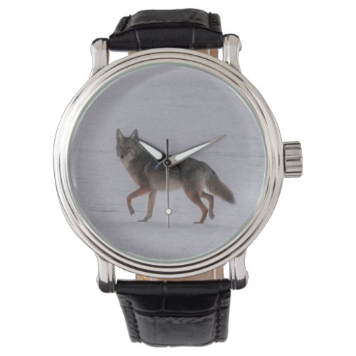 Grey Wolf Crossing Frozen Lake Gift Watch