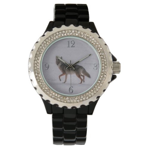 Grey Wolf Crossing Frozen Lake Gift Watch