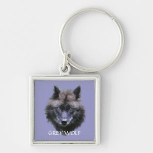 GREY WOLF Design Wildlife Art Key-Ring Keychain