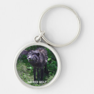 GREY WOLF Design Wildlife Art Key-Ring Keychain