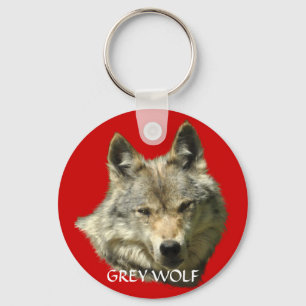 GREY WOLF Design Wildlife Art Key-Ring Keychain