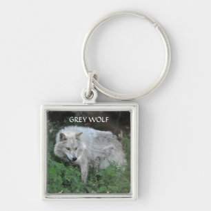 GREY WOLF Design Wildlife Art Key-Ring Keychain