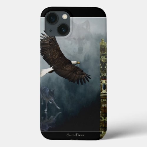 Grey Wolf Eagle  Haida Totem Pole Native Art iPhone 13 Case