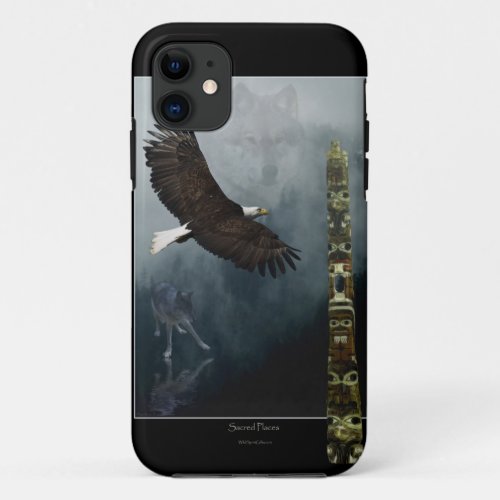 Grey Wolf Eagle  Haida Totem Pole Native Art iPhone 11 Case