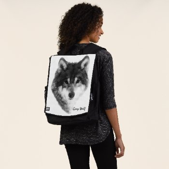 Grey Wolf Elegant Customizable Backpack by DigitalSolutions2u at Zazzle
