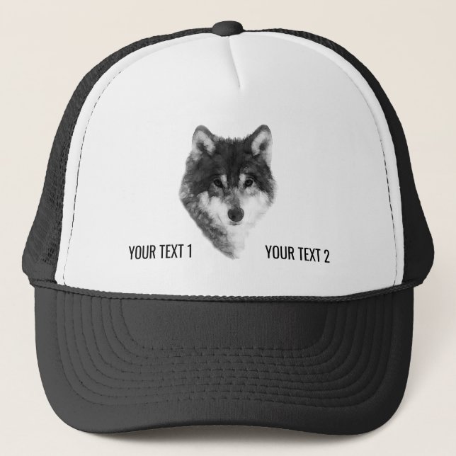 Grey Wolf elegant customizable Trucker Hat (Front)