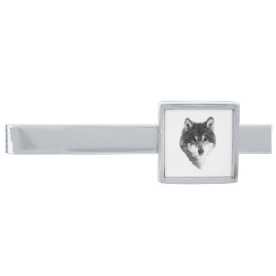 Grey Wolf elegant Silver Finish Tie Bar