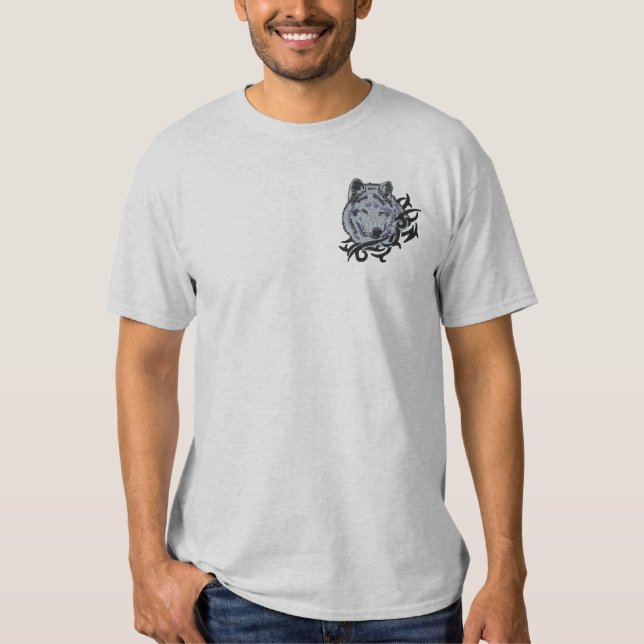 Grey Wolf Embroidered T-Shirt (Front)