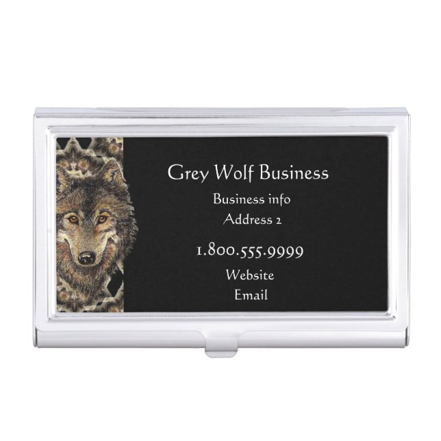 Grey Wolf Excavating Custom Business Card Business Card Case (Front)