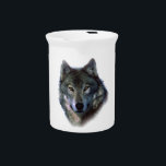 Grey Wolf Eyes Beverage Pitcher<br><div class="desc">A wolf is still a wolf, even when he's alone. Perhaps a wolf is even more of a wolf when he's alone.</div>