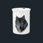 Grey Wolf Eyes Beverage Pitcher<br><div class="desc">A wolf is still a wolf, even when he's alone. Perhaps a wolf is even more of a wolf when he's alone.</div>