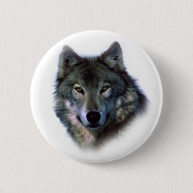 Grey Wolf Eyes Button (Front)