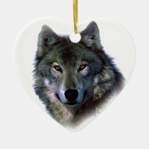 Grey Wolf Eyes Ceramic Ornament