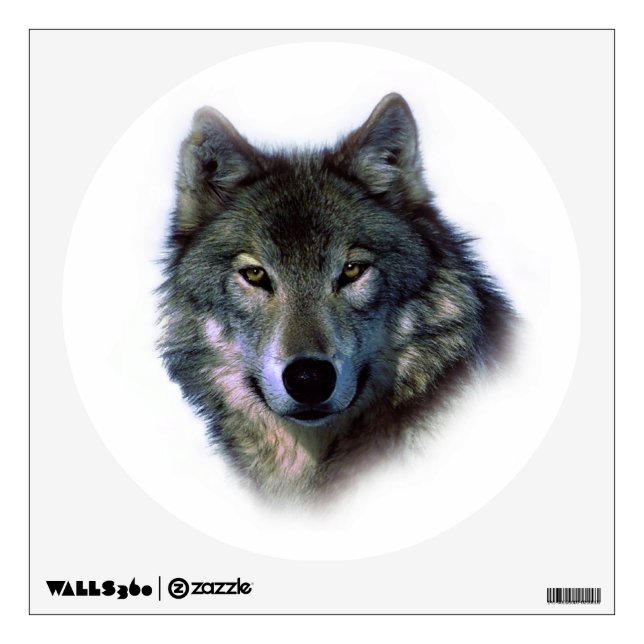 Grey Wolf Eyes Circle Wall Decal (Front)