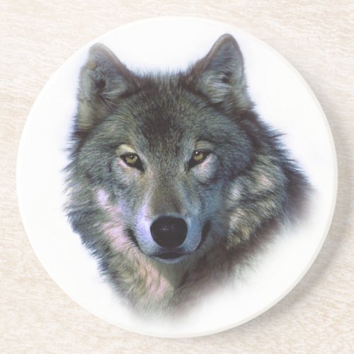 Grey Wolf Eyes Drink Coaster