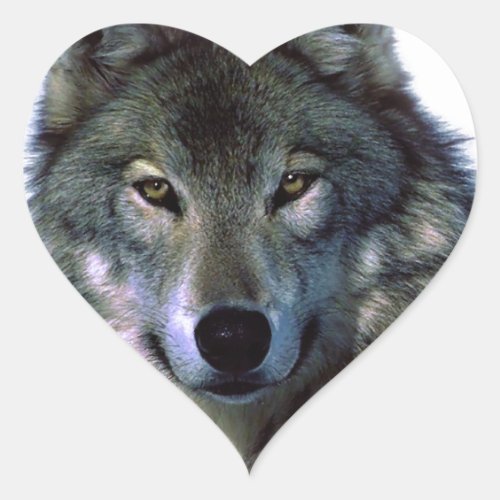 Grey Wolf Eyes Heart Sticker