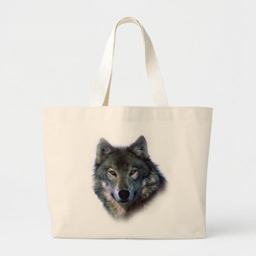 Grey Wolf Eyes Large Tote Bag