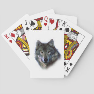 Grey Wolf Eyes Poker Cards