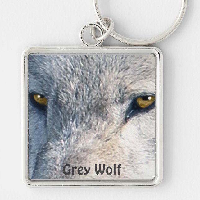 GREY WOLF EYES Wildlife Art Key-chain Keychain (Front)
