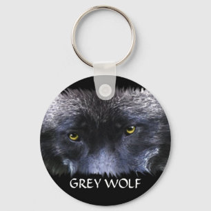 GREY WOLF EYES Wildlife Art Key-Ring Keychain