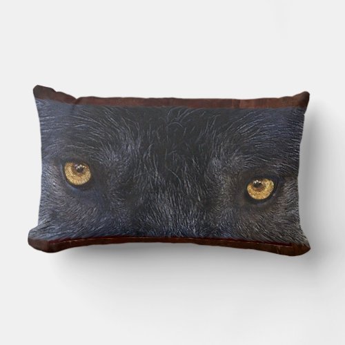 Grey Wolf Eyes Wildlife Art Lumbar Pillow