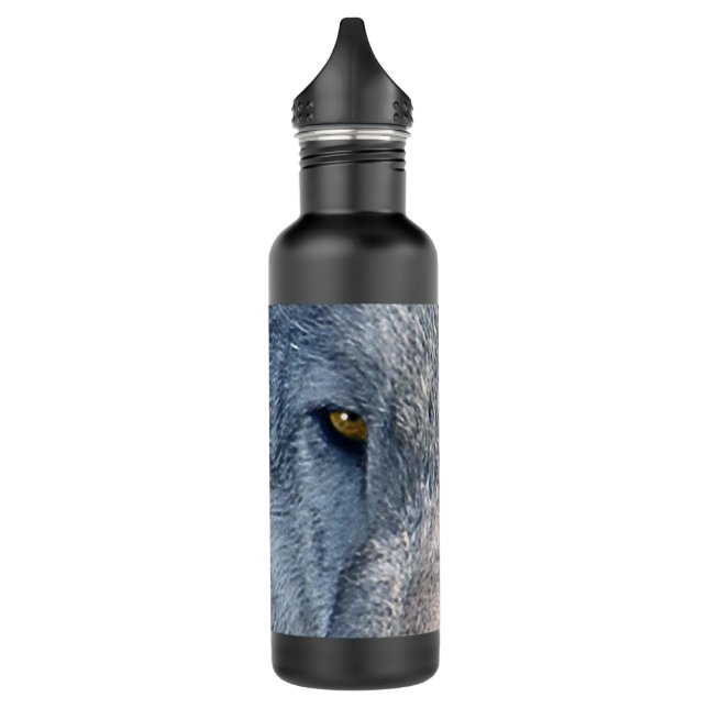 Grey Wolf Eyes Wildlife-lovers' Photo Stainless Steel Water Bottle (Left)