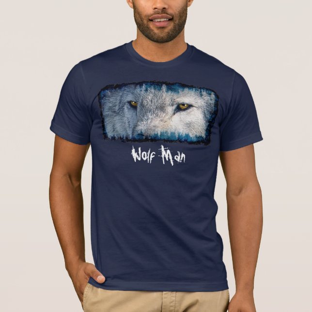 Grey Wolf Eyes Wolf Man T-Shirt (Front)